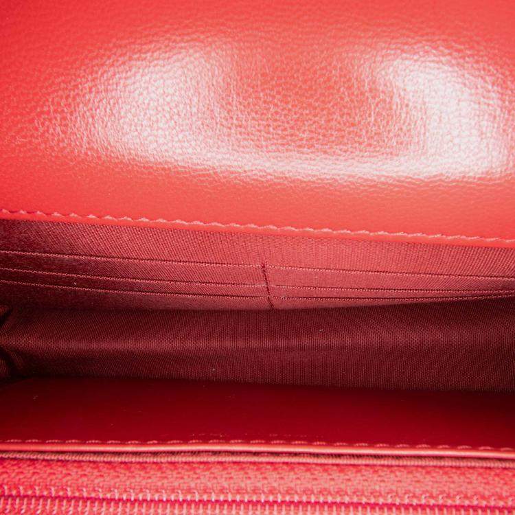 Pre Owned Chanel Red Quilted Goatskin 19 Wallet on Chain