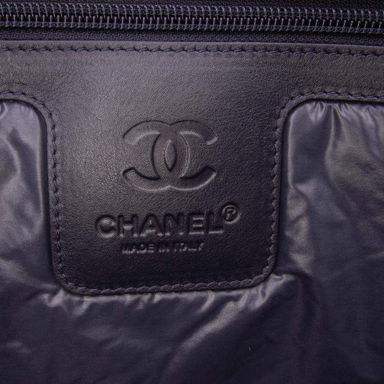 Pre Owned Chanel Beige Brown Medium Nylon Coco Cocoon Bowling Bag