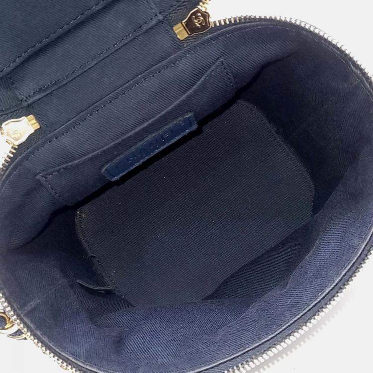 Pre Owned Chanel Blue Denim Denim Vanity Bag