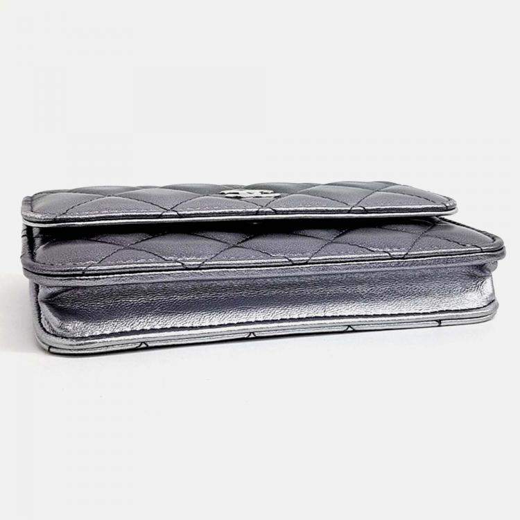 Pre Owned Chanel Coco Punk Metallic Leather Chain Flap Clutch