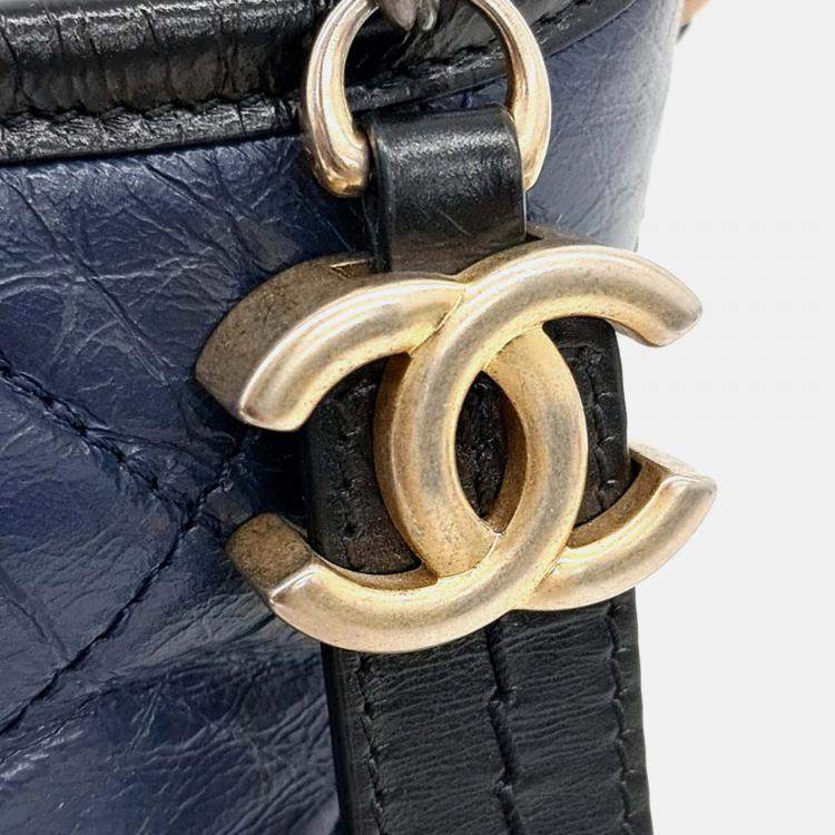 Pre Owned Chanel Small Gabrielle Navy Blue Leather Hobo Bag
