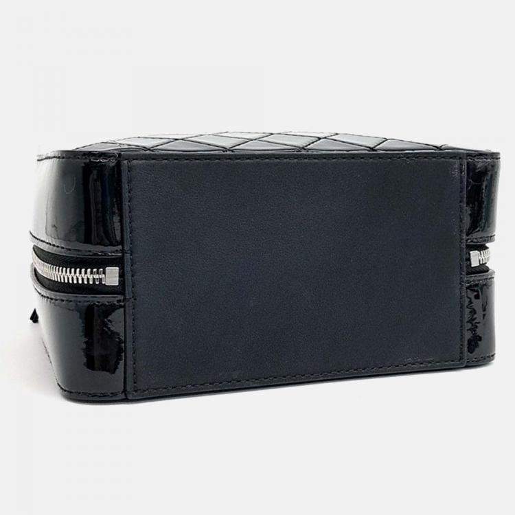 Pre Owned Chanel Small Black Patent Leather Vanity Cosmetic Case