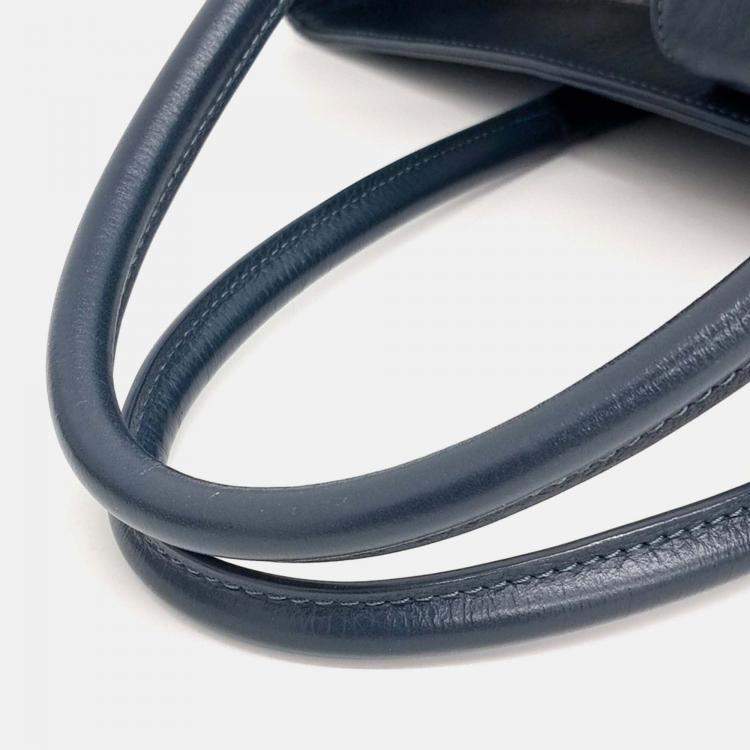 Pre Owned Chanel Grand Large Navy Blue Leather Surf Bag