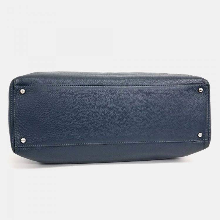 Pre Owned Chanel Grand Large Navy Blue Leather Surf Bag