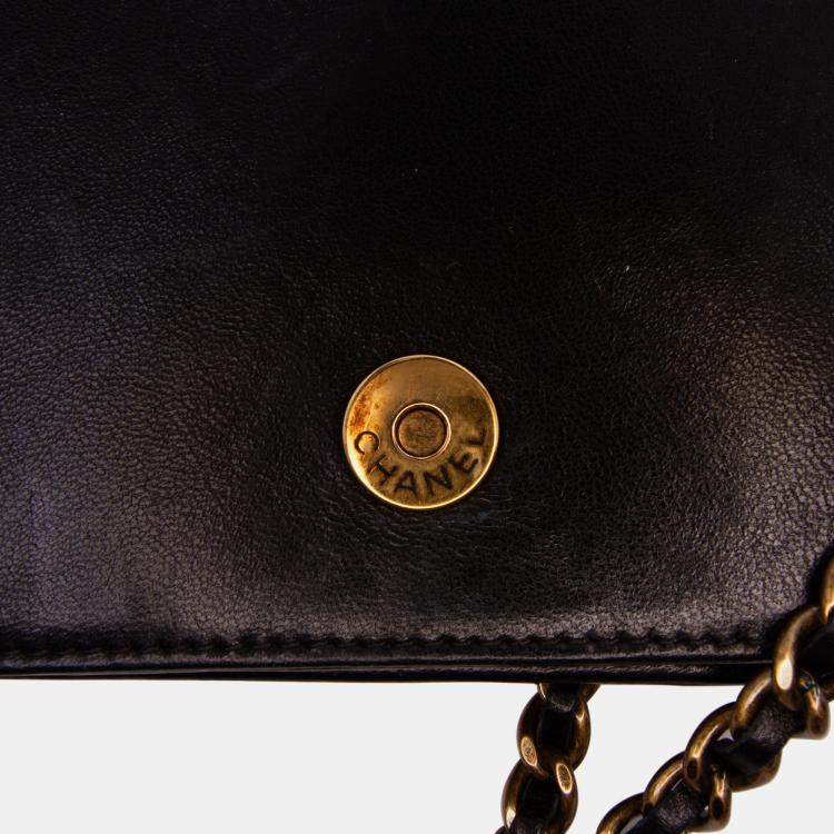 Pre Owned Chanel Black Paris Byzance Lambskin Jeweled Evening Clutch with Chain