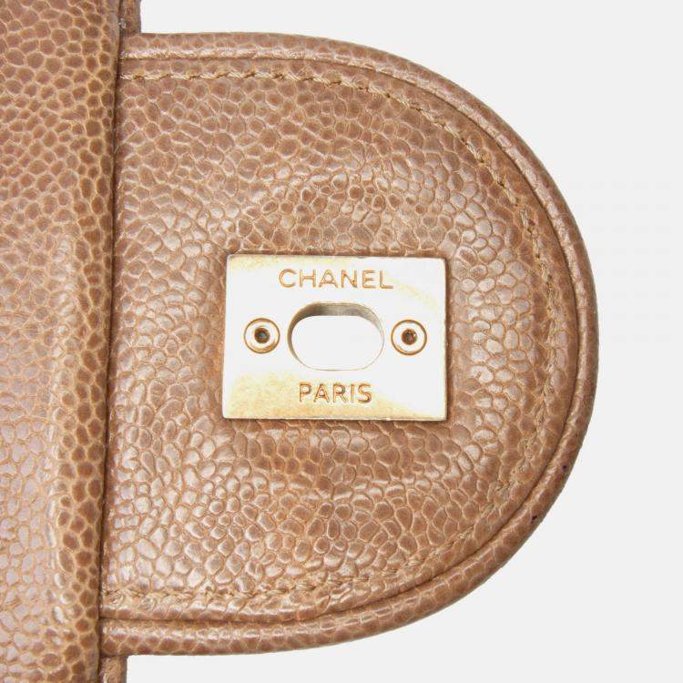 Pre Owned Chanel Brown Large Quilted Caviar Shiva Flap