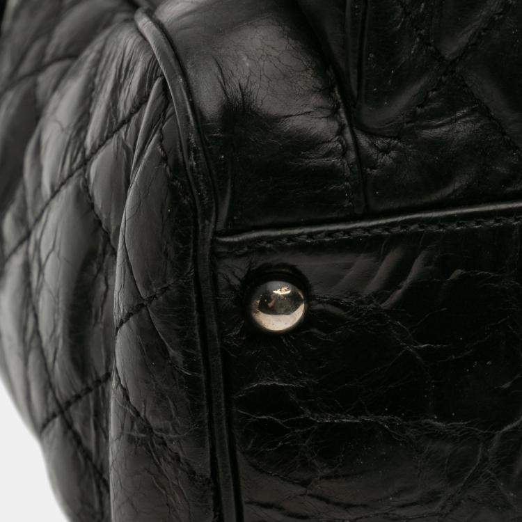 Pre Owned Chanel Black Medium Quilted Glazed Calfskin Executive Tote