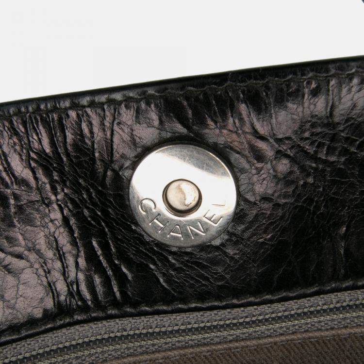 Pre Owned Chanel Black Medium Quilted Glazed Calfskin Executive Tote