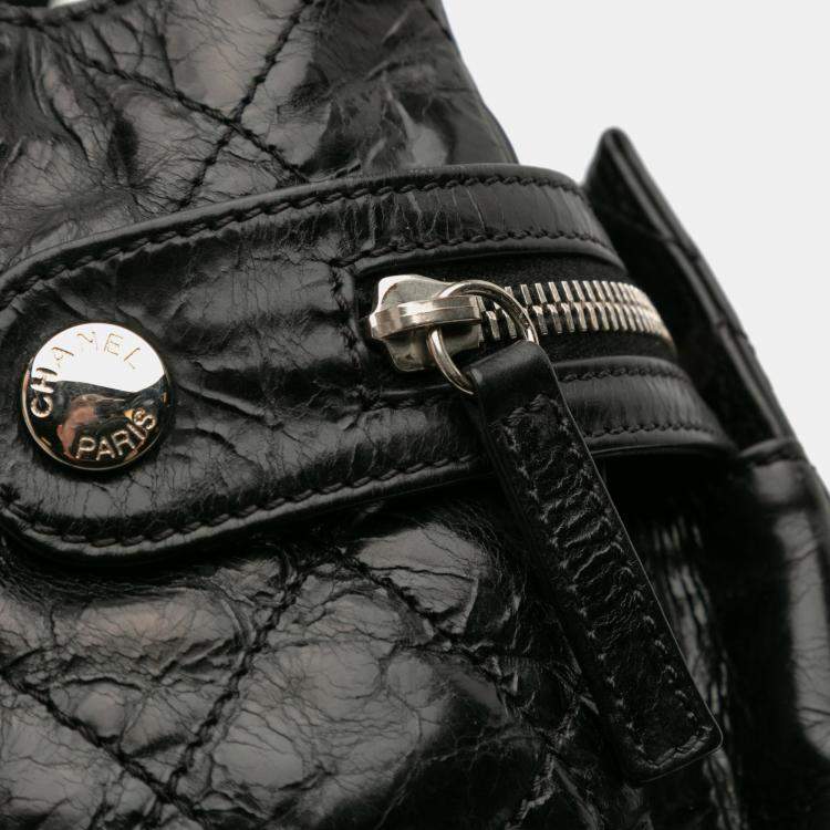 Pre Owned Chanel Black Medium Quilted Glazed Calfskin Executive Tote