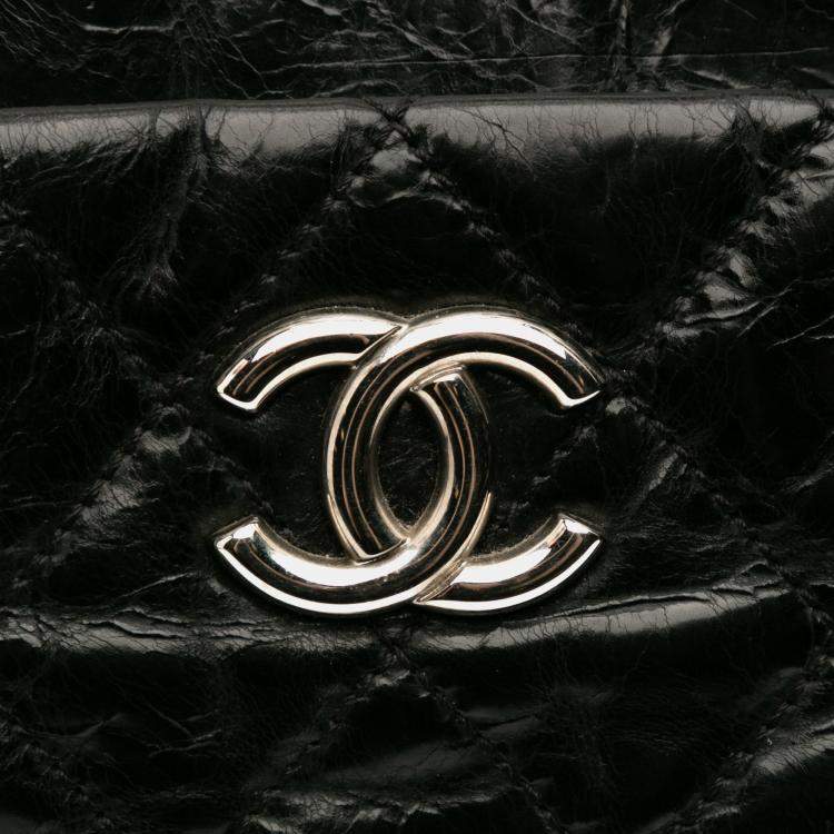 Pre Owned Chanel Black Medium Quilted Glazed Calfskin Executive Tote