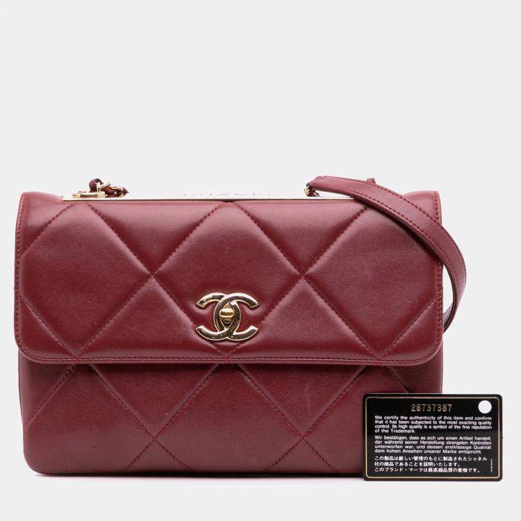 Pre Owned Chanel Red Quilted Lambskin Trendy CC Flap