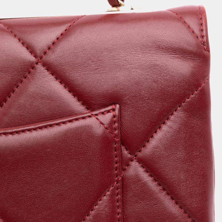 Pre Owned Chanel Red Quilted Lambskin Trendy CC Flap