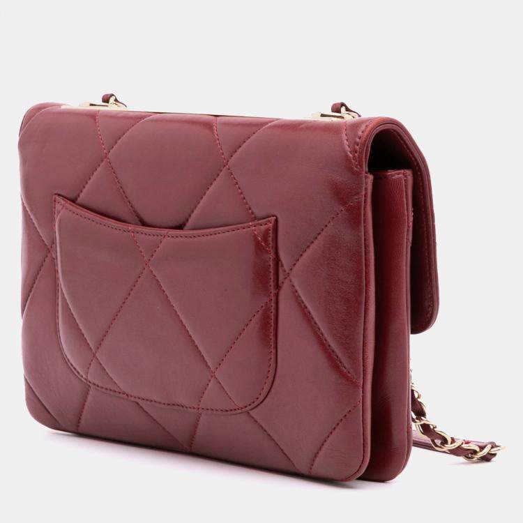 Pre Owned Chanel Red Quilted Lambskin Trendy CC Flap