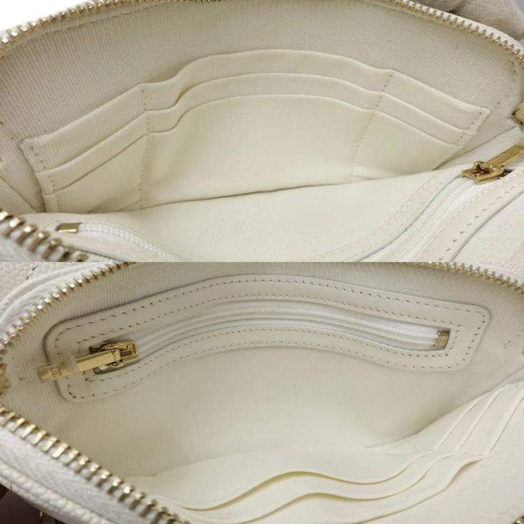 Pre Owned Chanel Flap Phone Case White Caviar Leather Wallet On Chain 