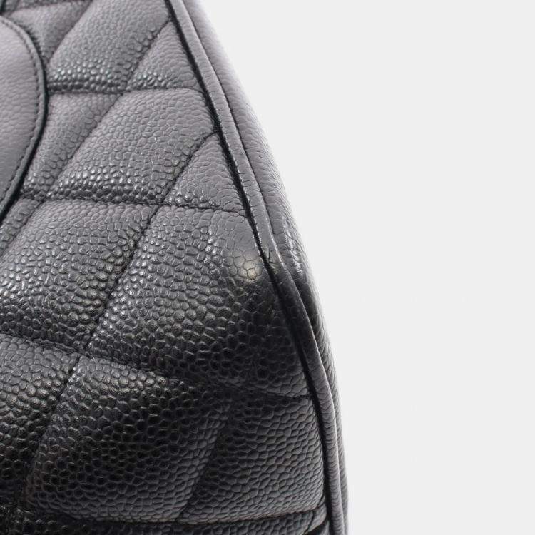 Pre Owned Chanel Medallion Black Caviar Grained Calf Leather Tote Bag