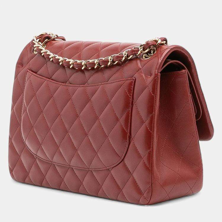 مملوكة مسبقًا Chanel Red Jumbo Classic Lambskin Double Flap