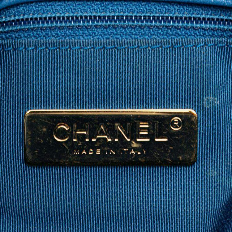 Pre Owned Chanel Blue Large Lambskin 19 Flap