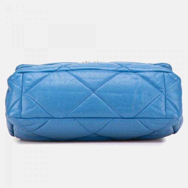 Pre Owned Chanel Blue Large Lambskin 19 Flap