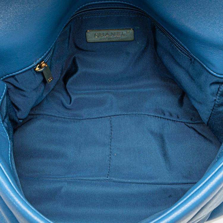 Pre Owned Chanel Blue Large Lambskin 19 Flap