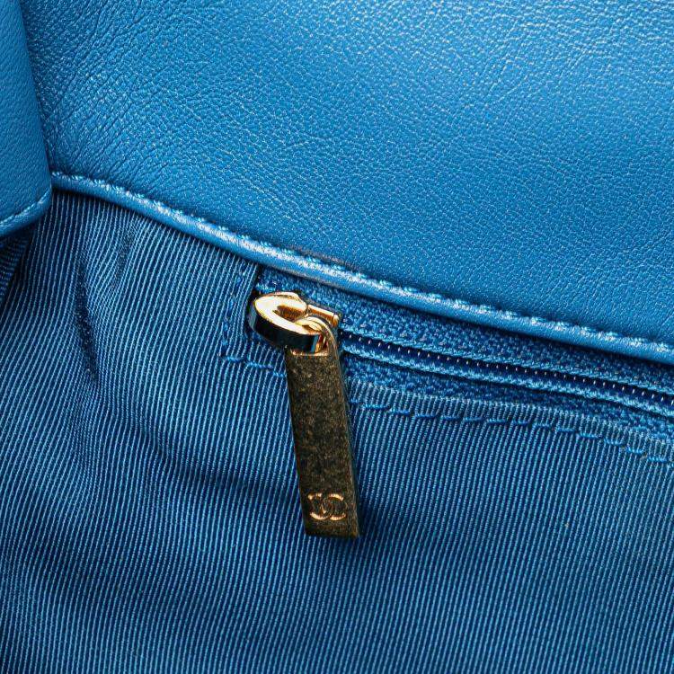Pre Owned Chanel Blue Large Lambskin 19 Flap