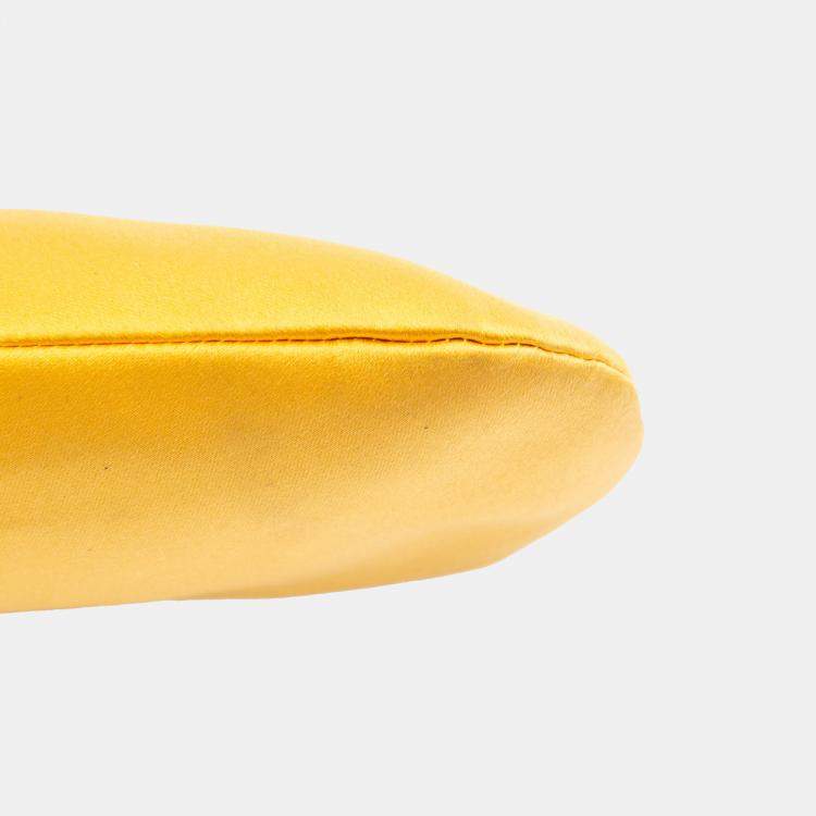 Pre Owned Chanel Yellow Satin Crystal Camellia Evening Frame Clutch