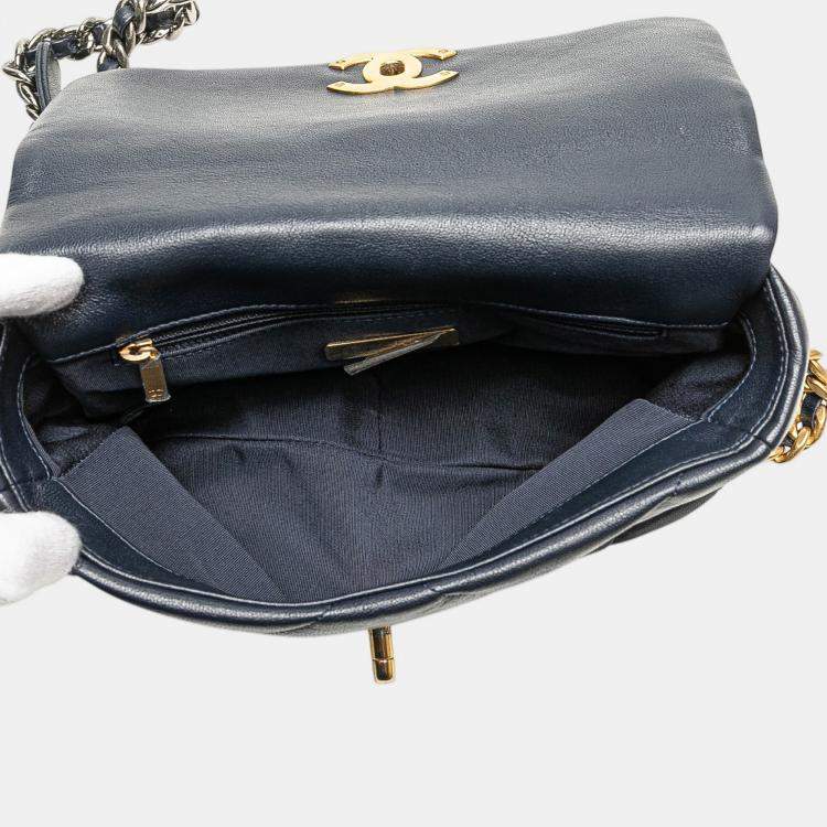 Pre Owned Chanel Blue Medium Lambskin 19 Flap