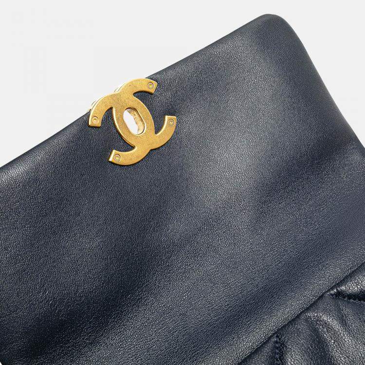 Pre Owned Chanel Blue Medium Lambskin 19 Flap