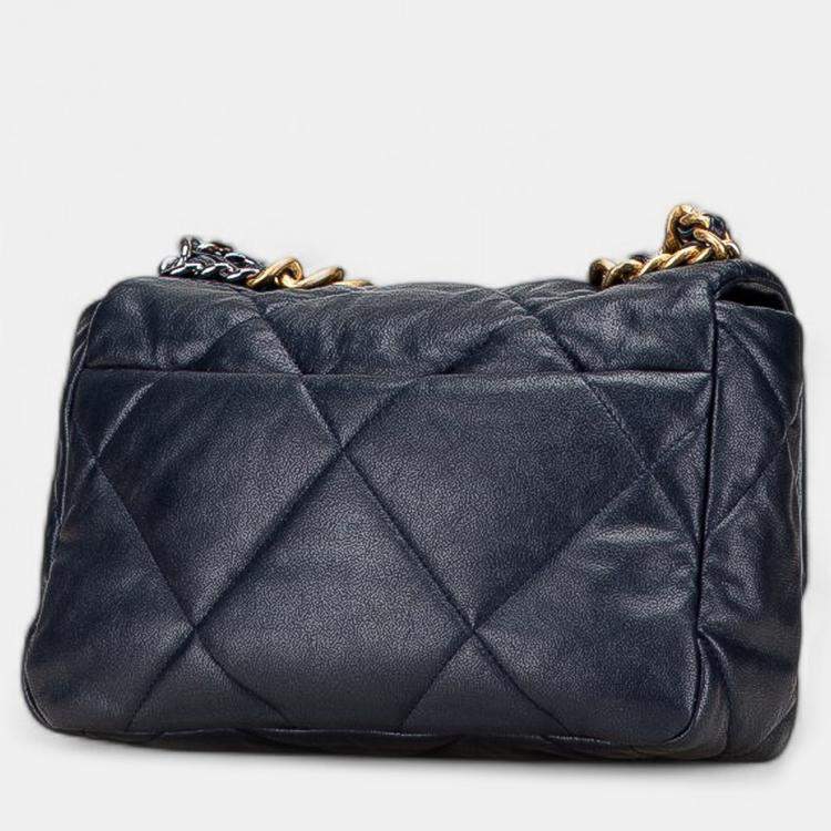 Pre Owned Chanel Blue Medium Lambskin 19 Flap
