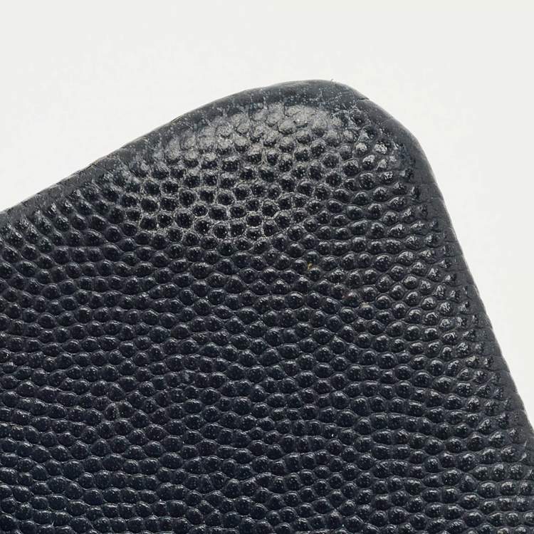 Pre Owned Chanel Navy Blue Quilted Caviar Leather Medium Classic Double Flap Bag