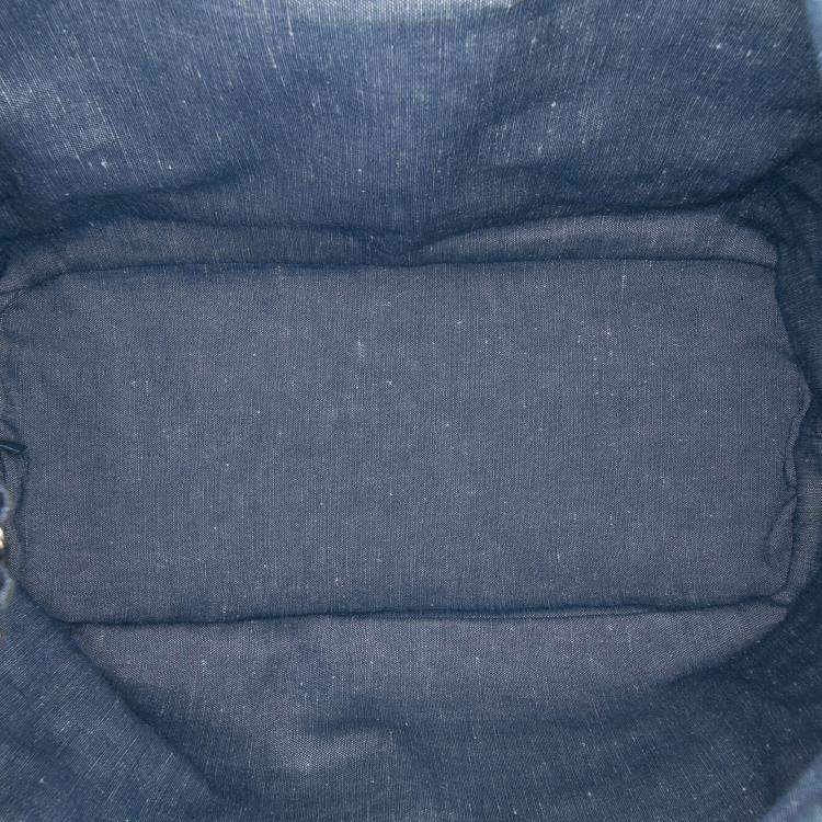 Pre Owned Chanel Blue Quilted Denim Medallion Backpack