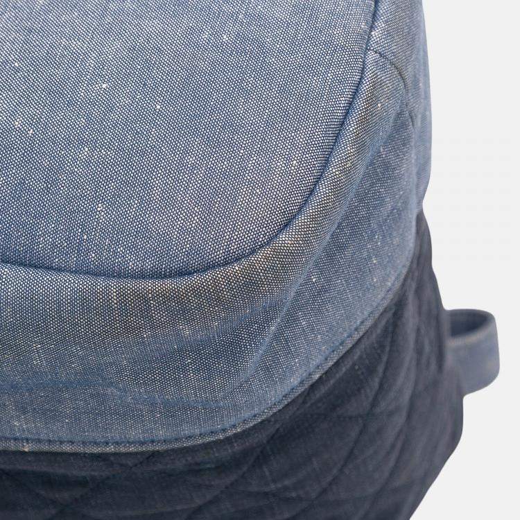 Pre Owned Chanel Blue Quilted Denim Medallion Backpack