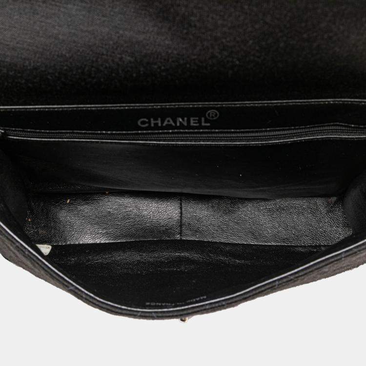 Pre Owned Chanel Black Medium CC Quilted Jersey Double Sided Flap