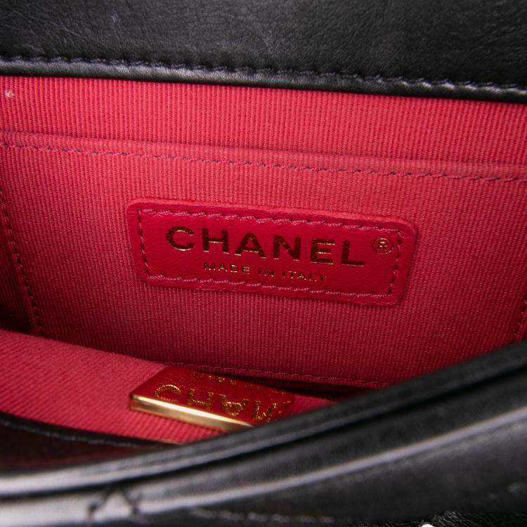 Pre Owned Chanel Black Mini CC Quilted Calfskin Round Moon Messenger Flap Bag