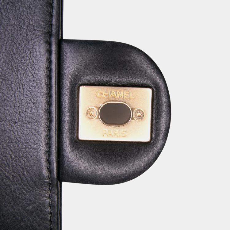 Pre Owned Chanel Black Mini CC Quilted Calfskin Round Moon Messenger Flap Bag