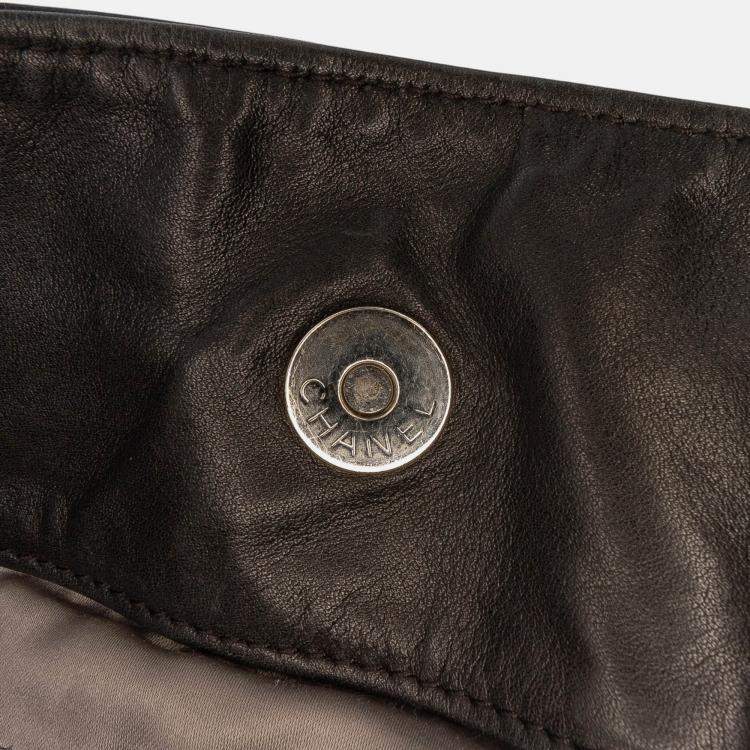 Pre Owned Chanel Black Calfskin Modern Chain Rhodoid Hobo
