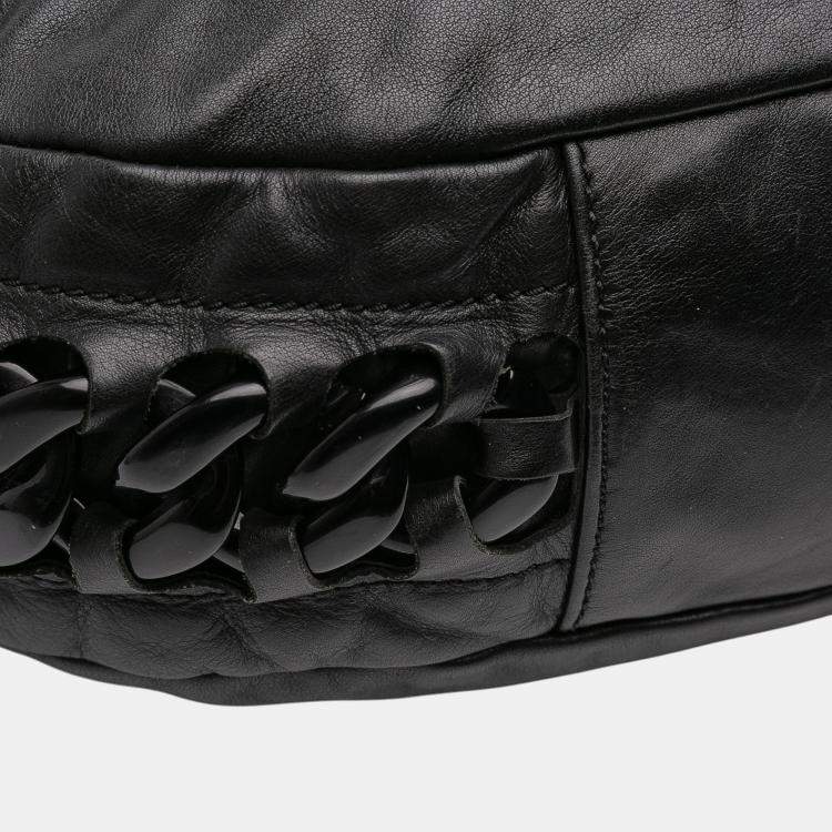Pre Owned Chanel Black Calfskin Modern Chain Rhodoid Hobo