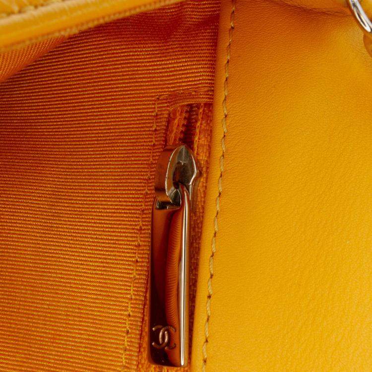 Pre Owned Chanel Yellow Crumpled Calfskin Bi Quilted Vintage Full Flap