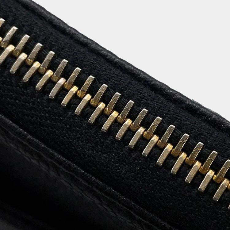 Pre Owned Chanel Logo Black Caviar Leather Chain Shoulder Bag