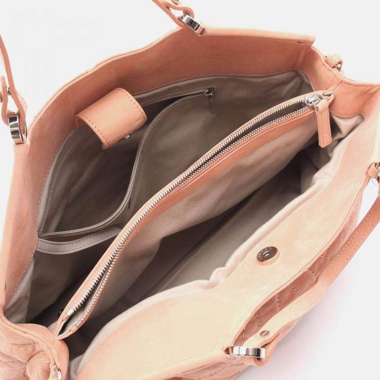 Pre Owned Chanel Wild Stitch Coco CC Pink Suede Chain Shoulder Bag