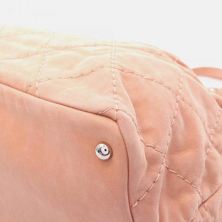 Pre Owned Chanel Wild Stitch Coco CC Pink Suede Chain Shoulder Bag