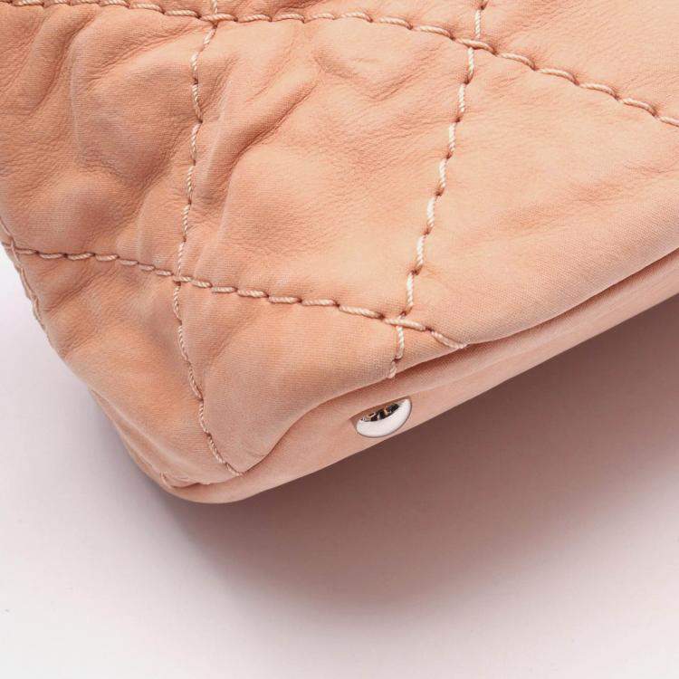 Pre Owned Chanel Wild Stitch Coco CC Pink Suede Chain Shoulder Bag