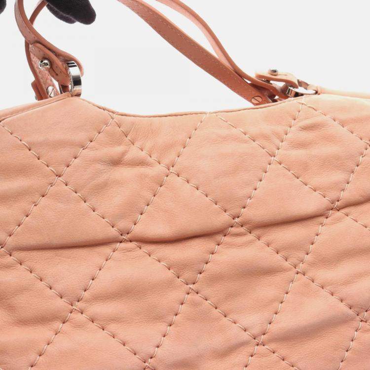 Pre Owned Chanel Wild Stitch Coco CC Pink Suede Chain Shoulder Bag