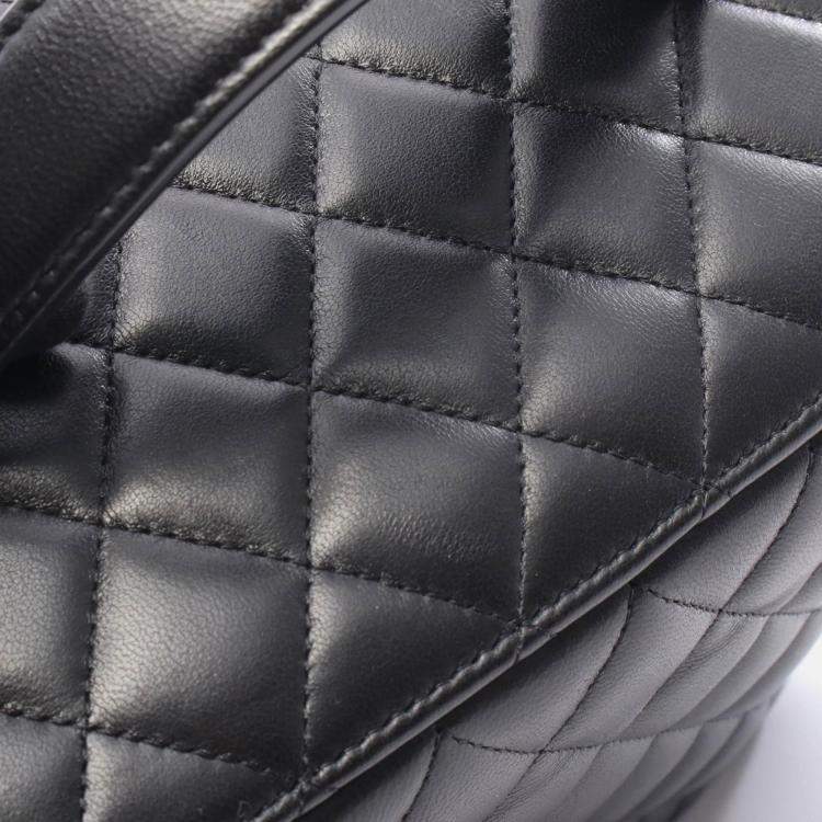 Pre Owned Chanel Matelassé Coco CC Black Lamb Leather Vanity Handbag