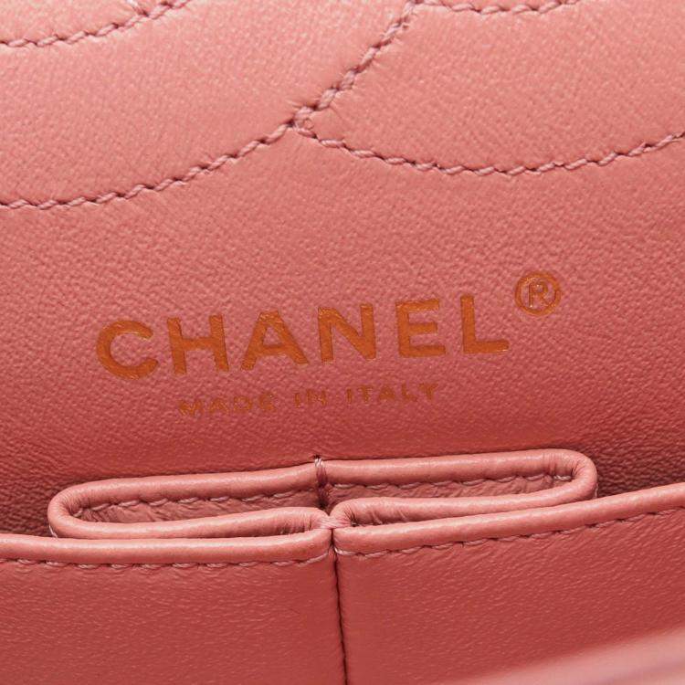 Pre Owned Chanel 2.55 Matelasse Pink Leather Double Flap Chain Shoulder Bag GHW