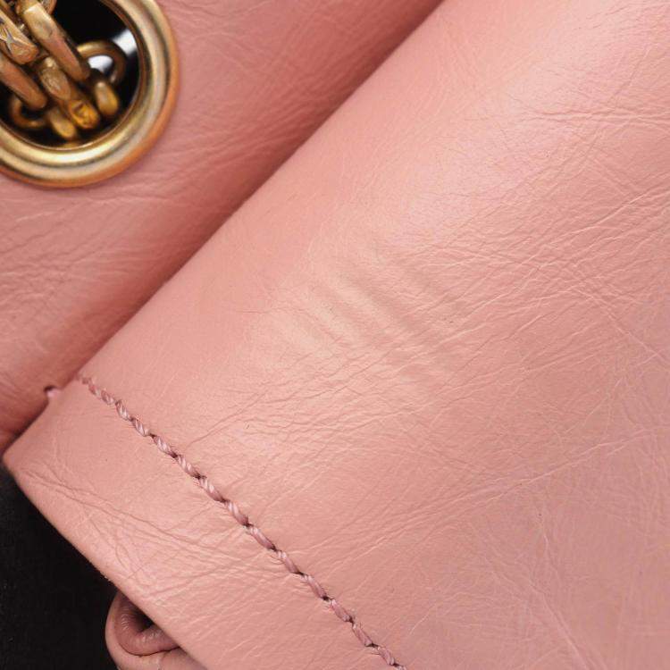 Pre Owned Chanel 2.55 Matelasse Pink Leather Double Flap Chain Shoulder Bag GHW