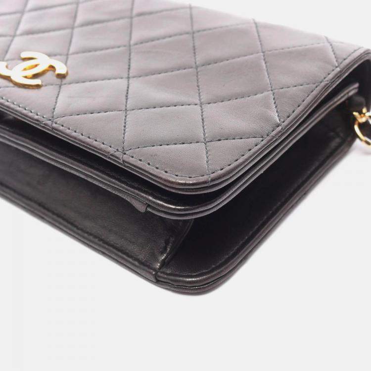 Pre Owned Chanel Mini Matelasse Black Leather Full Flap Chain Shoulder Bag GHW