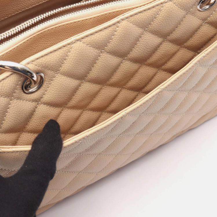 Pre Owned Chanel Matelasse GST Beige Calfskin Chain Tote