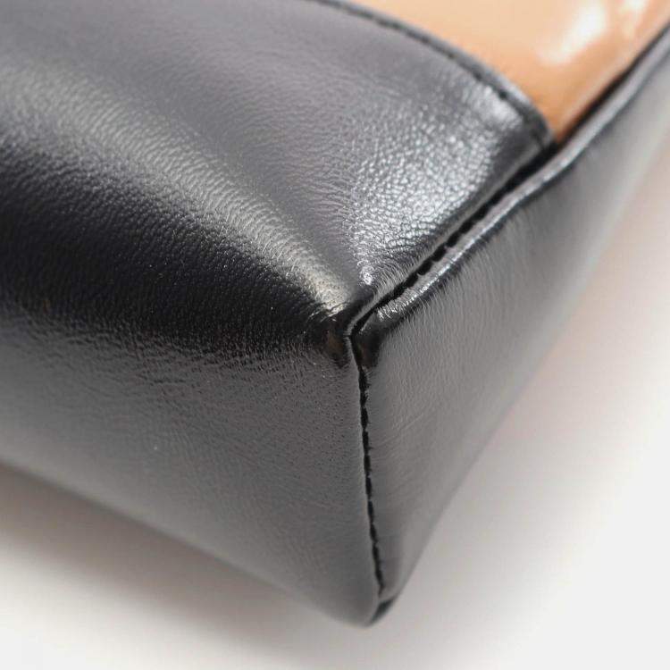 Pre Owned Chanel 31 Nano 2Way Chain Shoulder Handbag Leather Black Beige Ghw