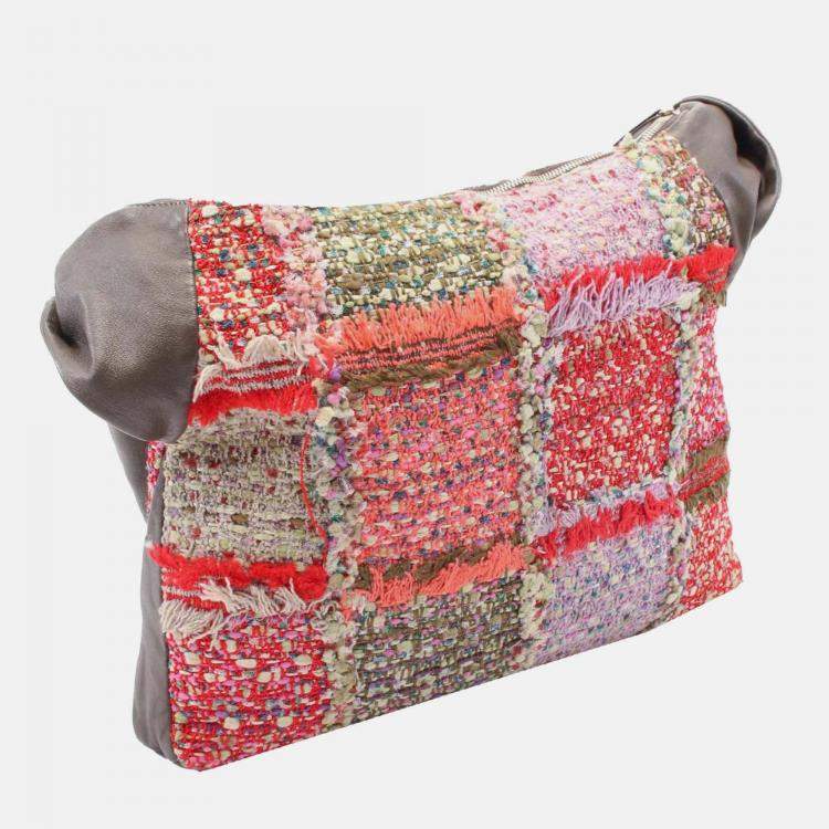 Pre Owned Chanel Multicolor Large Tweed and Lambskin Girl Bag