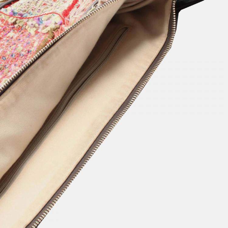 Pre Owned Chanel Multicolor Large Tweed and Lambskin Girl Bag